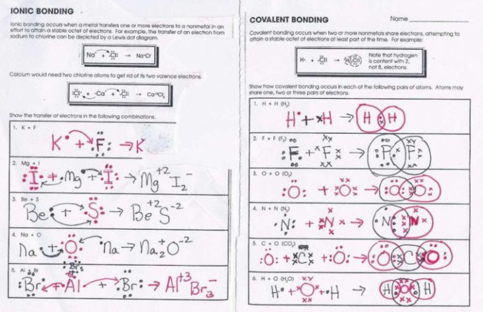 Covalent bonding worksheet and answers