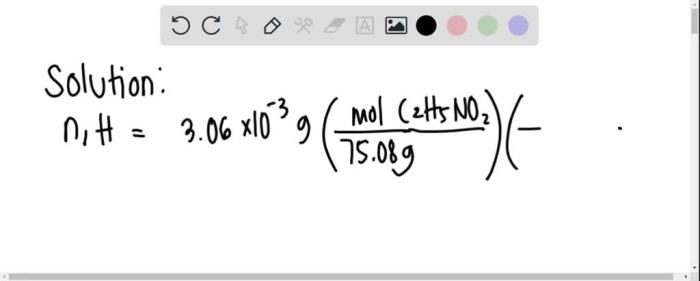 Determine the quantity of moles of hydrogen in 3.06